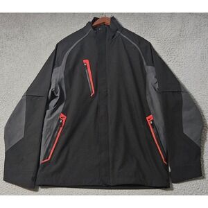 Glen Echo Rain Jacket Full Zip Off Sleeves Mens Size Small Black Red